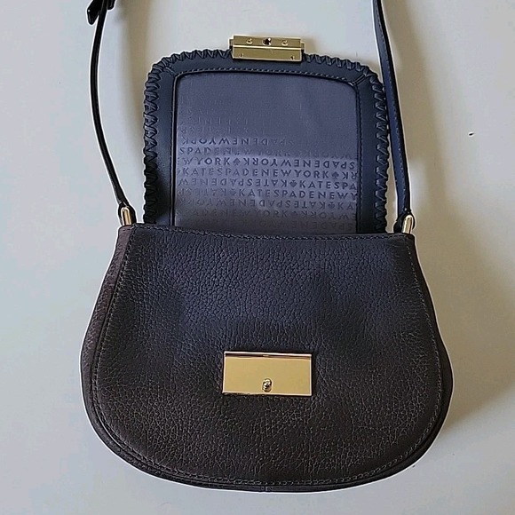 Kate Spade Adalise Crossbody Saddlebag Purple Pebbled Leather Chic Elevated - Picture 6 of 15